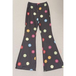 Black Flower Flare Pants Y2K Bell Bottom Stretch High Waist SHEIN